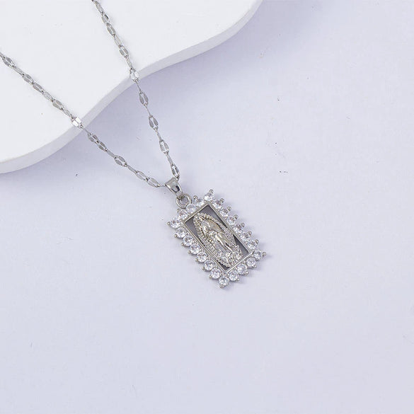Necklace Titanium Steel Copper Water Wave Chain Cross Pendant Electroplated Light Luxury Elegant Highend Jewelry