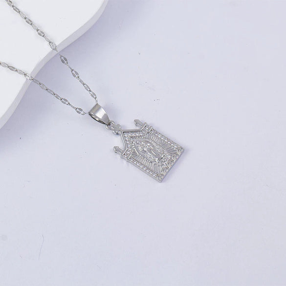 Necklace Titanium Steel Copper Water Wave Chain Cross Pendant Electroplated Light Luxury Elegant Highend Jewelry