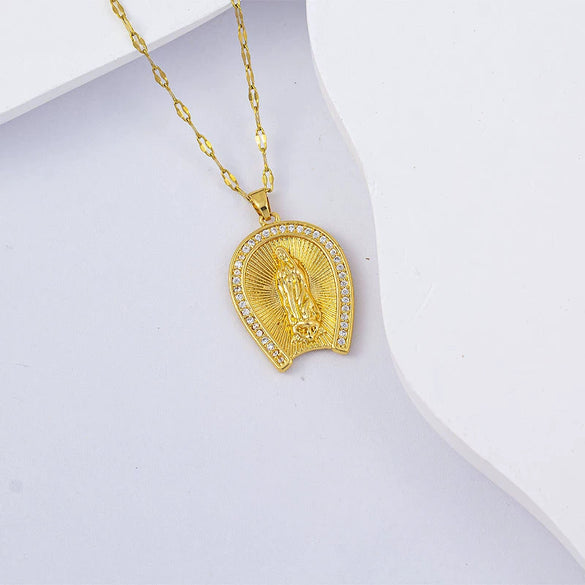 Necklace Titanium Steel Copper Water Wave Chain Cross Pendant Electroplated Light Luxury Elegant Highend Jewelry