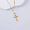 Necklace Titanium Steel Copper Water Wave Chain Cross Pendant Electroplated Light Luxury Elegant Highend Jewelry
