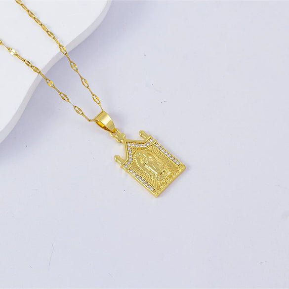 Necklace Titanium Steel Copper Water Wave Chain Cross Pendant Electroplated Light Luxury Elegant Highend Jewelry