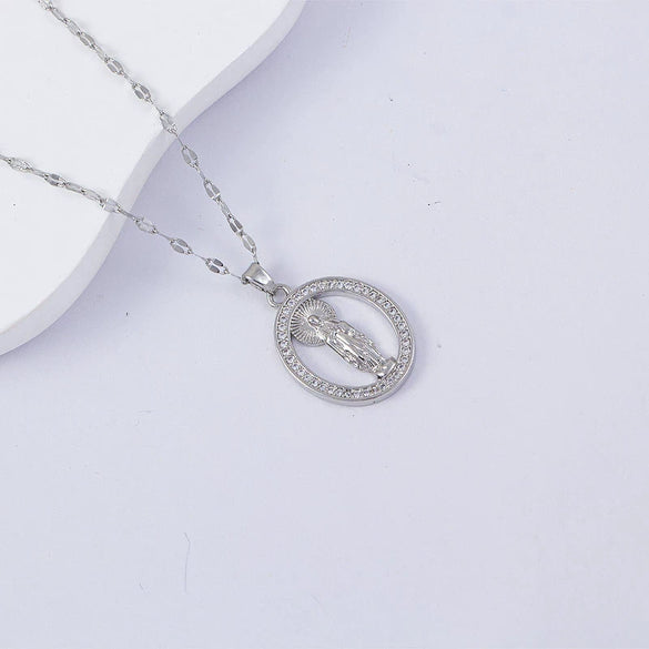 Necklace Titanium Steel Copper Water Wave Chain Cross Pendant Electroplated Light Luxury Elegant Highend Jewelry