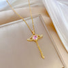 Necklace Titanium Steel Copper Wings Tassel Geometric Style