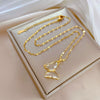 Necklace Titanium Steel Copper Zircon Butterfly Geometric Electroplating Female