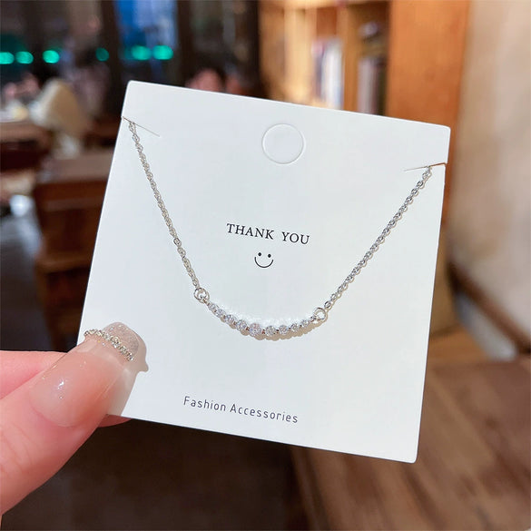 Necklace Titanium Steel Cross Chain Inlaid Zircon Mixed Gem Inlay Geometric Lovely Design