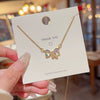 Necklace Titanium Steel Cross Chain Inlaid Zircon Mixed Gem Inlay Geometric Lovely Design