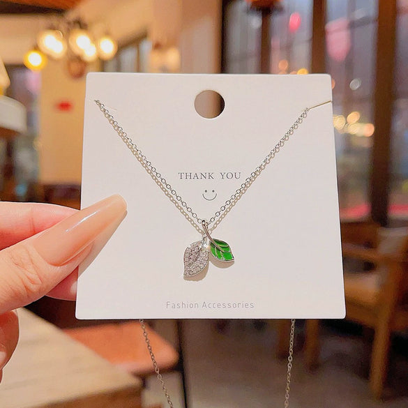 Necklace Titanium Steel Cross Chain Inlaid Zircon Mixed Gem Inlay Geometric Lovely Design