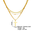 Necklace Titanium Steel Cross Geometric Electroplating Bamboo Chain Three Layer