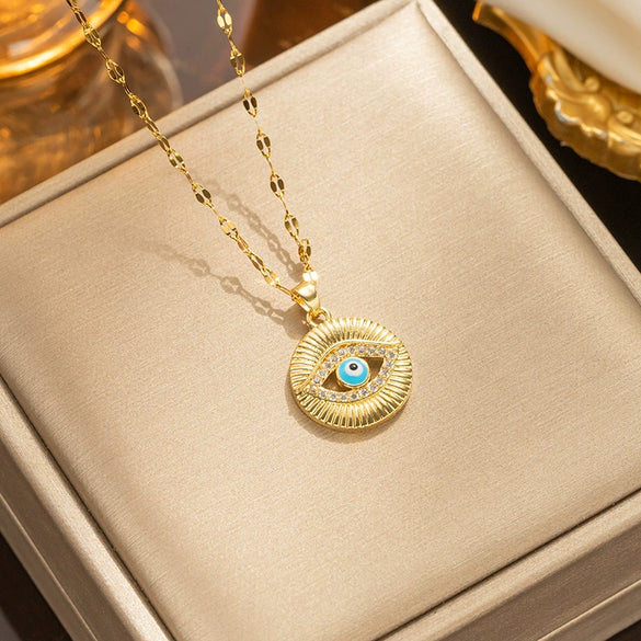 Necklace Titanium Steel Devil's Eye Blue Eye Fashion Electroplating Water Wave Chain