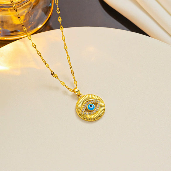 Necklace Titanium Steel Devil's Eye Blue Eye Fashion Electroplating Water Wave Chain