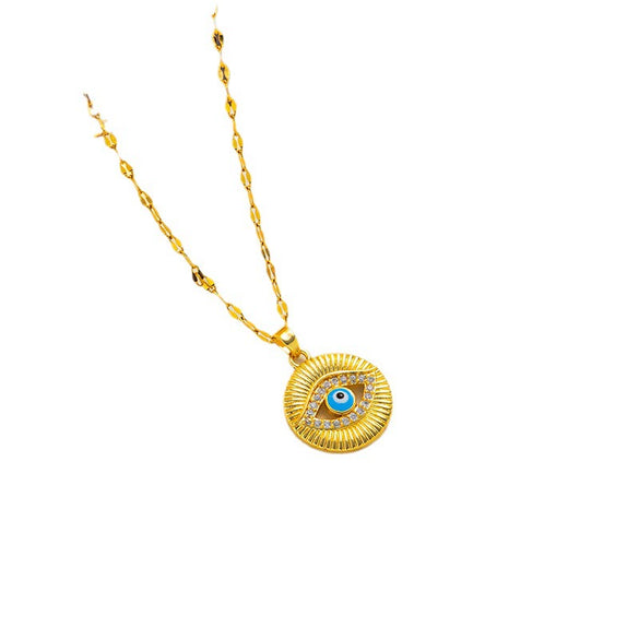 Necklace Titanium Steel Devil's Eye Blue Eye Fashion Electroplating Water Wave Chain
