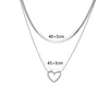 Necklace Titanium Steel Double Layer Overlapped Hollow Heart Style Polished Snake Bone Chain Unisex