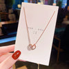 Necklace Titanium Steel Double Ring With Letters Numbers Text Electroplated For Women