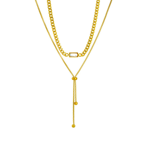 Necklace Titanium Steel Doublelayered Asymmetrical Pullout Chain Electroplating Women's Fashionable Cold Style