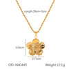Necklace Titanium Steel Electroplated 18K Gold Inlaid Green Zircon Heart Shape For Women