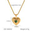Necklace Titanium Steel Electroplated 18K Gold Inlaid Green Zircon Heart Shape For Women
