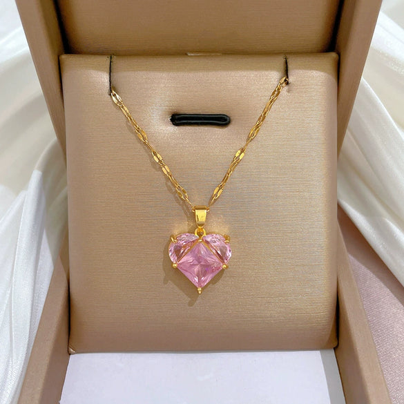 Necklace Titanium Steel Exaggerated Microinlaid Real Gold Electroplated Cartoon Geometric Style Accessories