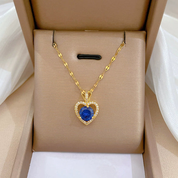 Necklace Titanium Steel Exaggerated Microinlaid Real Gold Electroplated Cartoon Geometric Style Accessories