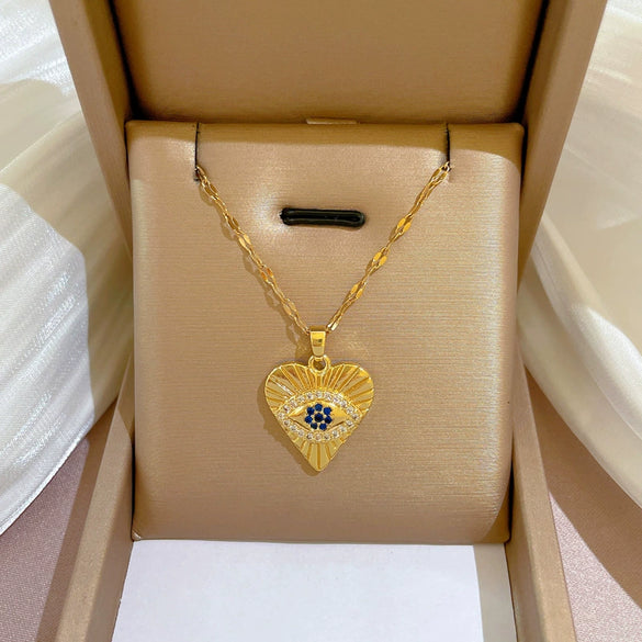 Necklace Titanium Steel Exaggerated Microinlaid Real Gold Electroplated Cartoon Geometric Style Accessories
