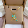 Necklace Titanium Steel Exaggerated Microinlaid Real Gold Electroplated Cartoon Geometric Style Accessories