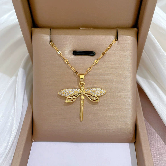 Necklace Titanium Steel Exaggerated Microinlaid Real Gold Electroplated Cartoon Geometric Style Accessories