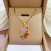 Necklace Titanium Steel Exaggerated Microinlaid Real Gold Electroplated Cartoon Geometric Style Accessories