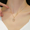 Necklace Titanium Steel Exaggerated Microinlaid Real Gold Electroplated Cartoon Geometric Style Accessories