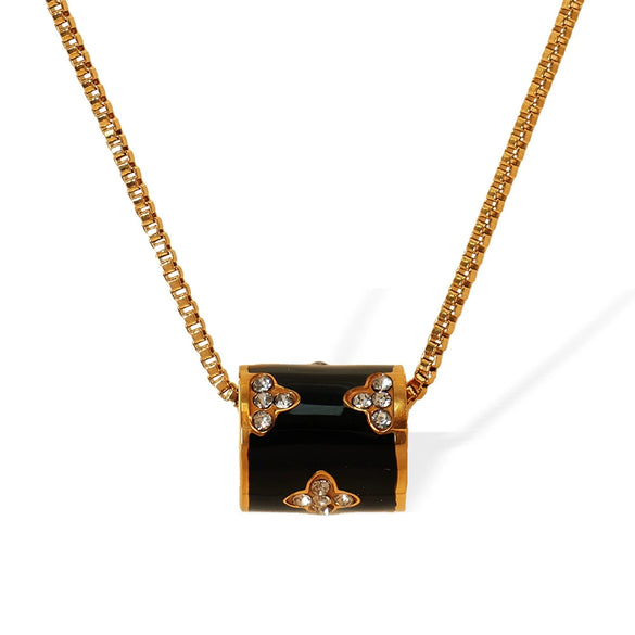 Necklace 316L Stainless Steel Fashion Oil Dropping Design Electroplating Women
