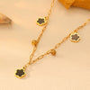 Necklace Titanium Steel Fiveleaf Flower Love Butterfly Geometric Electroplating For Women