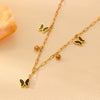 Necklace Titanium Steel Fiveleaf Flower Love Butterfly Geometric Electroplating For Women