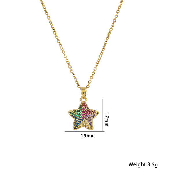 Necklace Titanium Steel Fivepointed Star Diamond Goldplated Jewelry For Women