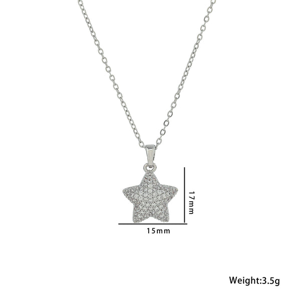 Necklace Titanium Steel Fivepointed Star Diamond Goldplated Jewelry For Women