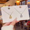 Necklace Titanium Steel Flower Pattern Mixed Gemstone Setting Zirconia Light Luxury Women's Accessories