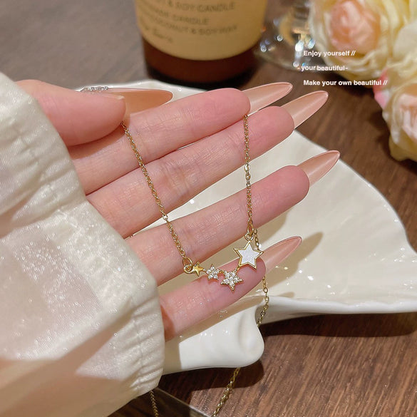 Necklace Titanium Steel Flower Pattern Mixed Gemstone Setting Zirconia Light Luxury Women's Accessories