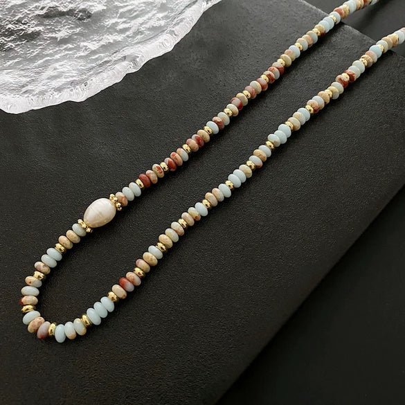 Necklace Titanium Steel Freshwater Pearl Geometric Vintage Simple Light Luxury Electroplating For Women