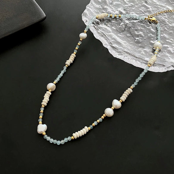 Necklace Titanium Steel Freshwater Pearl Geometric Vintage Simple Light Luxury Electroplating For Women