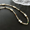 Necklace Titanium Steel Freshwater Pearl Geometric Vintage Simple Light Luxury Electroplating For Women