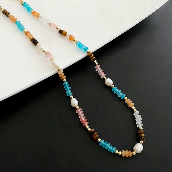 Necklace Titanium Steel Freshwater Pearl Geometric Vintage Simple Light Luxury Electroplating For Women