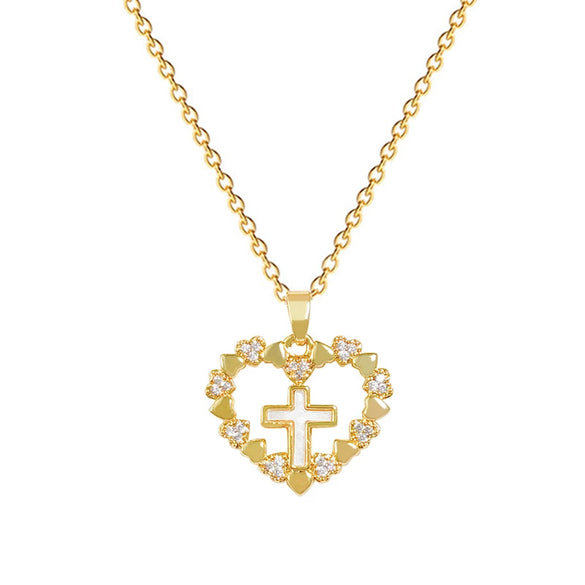 Necklace Titanium Steel Geometric Cross Diamond Unisex