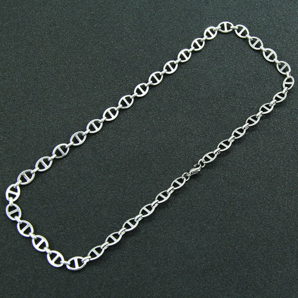 Necklace Titanium Steel Geometric Cuban Chain Stitching Oval Buckle Unisex