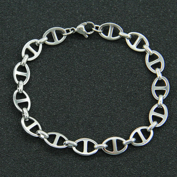 Necklace Titanium Steel Geometric Cuban Chain Stitching Oval Buckle Unisex
