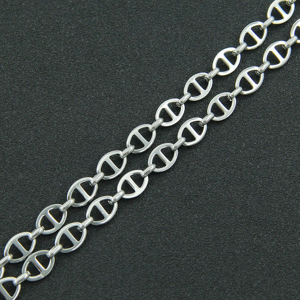 Necklace Titanium Steel Geometric Cuban Chain Stitching Oval Buckle Unisex