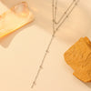 Necklace Titanium Steel Geometric Double Layer Chain Ball Laminated Tassel