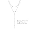 Necklace Titanium Steel Geometric Double Layer Chain Ball Laminated Tassel