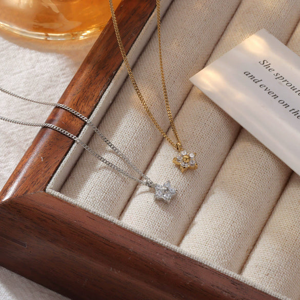Necklace Titanium Steel Geometric Fivepointed Star Electroplating