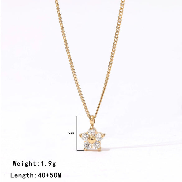 Necklace Titanium Steel Geometric Fivepointed Star Electroplating