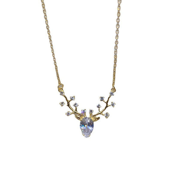 Necklace Titanium Steel Geometric Gold Inlaid Little Elk Pendant Women's Fashionable Clavicle Chain