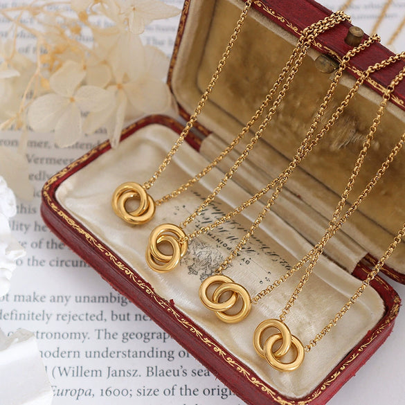 Necklace 316L Stainless Steel Geometric Goldplated Diamonddesigned Pendant For Women