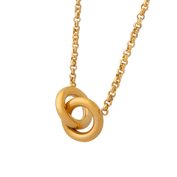 Necklace 316L Stainless Steel Geometric Goldplated Diamonddesigned Pendant For Women