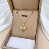 Necklace Titanium Steel Geometric Green Bee Full Diamond Women's Allmatch Clavicle Chain